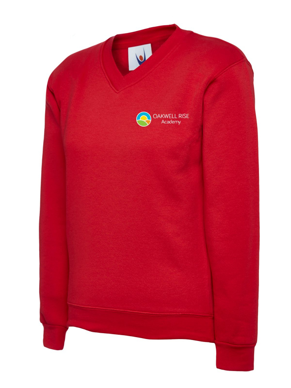 Oakwell Rise Primary Red V Neck Sweatshirt